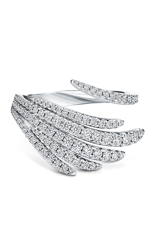 A white gold diamond cocktail ring in a shape of wing