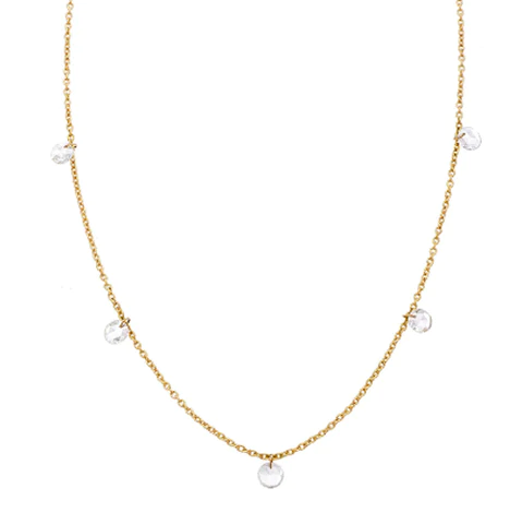 5 Stone Rose Cut Diamond Necklace