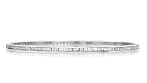 Channel White Diamond Bangle