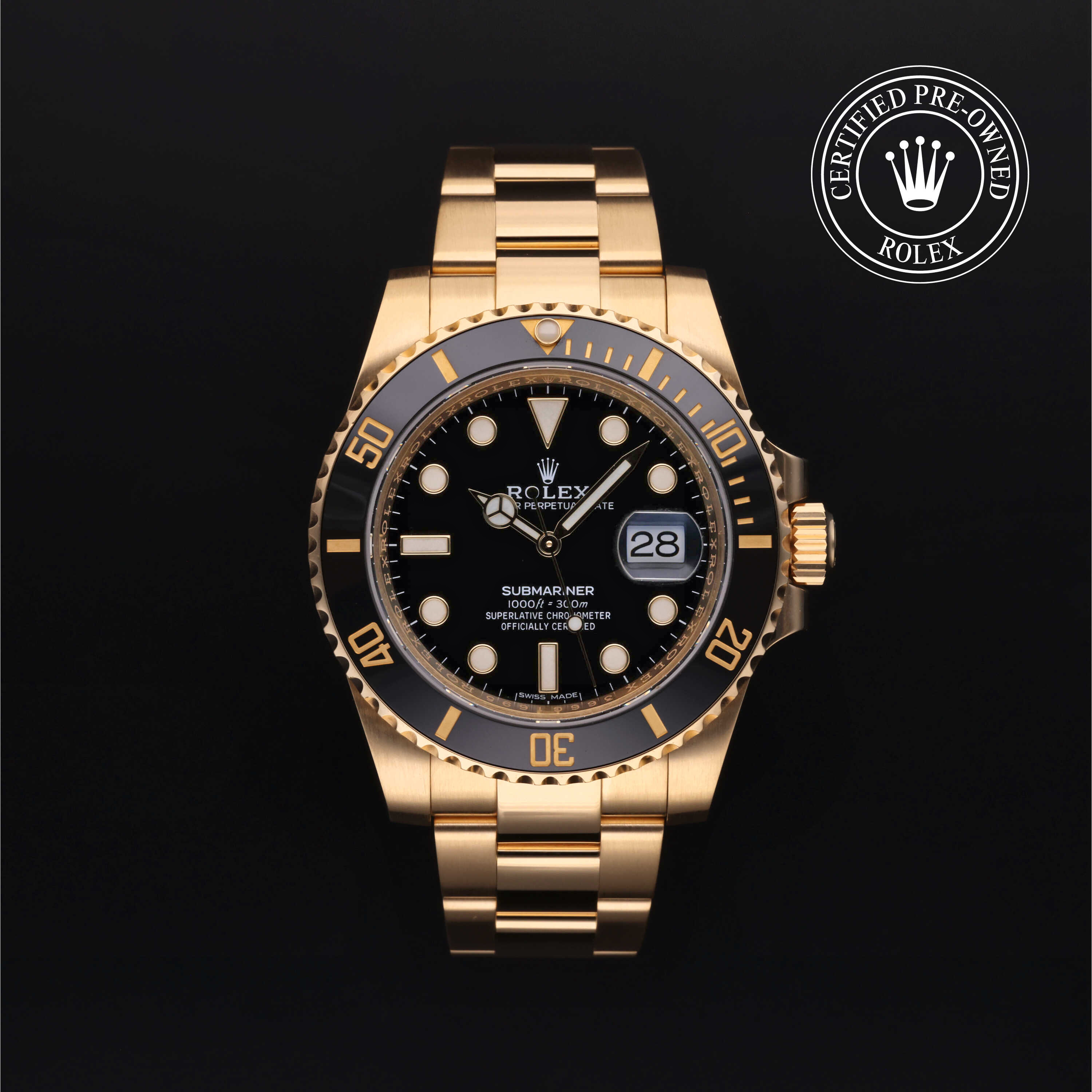 Rolex Submariner in Gold 18 Carat Yellow M116618LN-0001 at Davidson & Licht